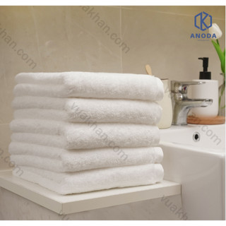 Khăn tắm xuất hàn set 3 cái khăn gội 40x80cm màu white 100% cotton sợi chải kỹ