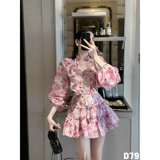 Đầm xoè voan hoa TRIPBLE T DRESS tay dài - Size M/L/XL/XXL