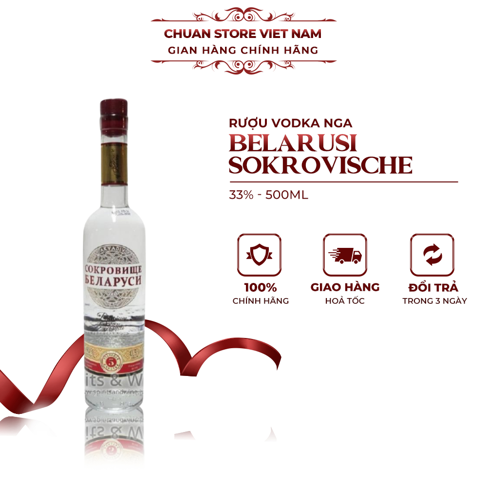 Rượu Vodka Belarusi Sokrovische 33% 500ml nhập khẩu chính hãng - Báu vật Belarus