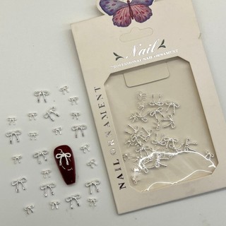 Charm nơ gắn móng trang trí móng sét 30 viên, nơ gắn móng