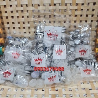 Phôi nút bọc vải chân nhựa đủ size bịch 50 nút - xương cúc bọc vải giá 1 gói size 10 12 14 16 18 20 22 24 mm