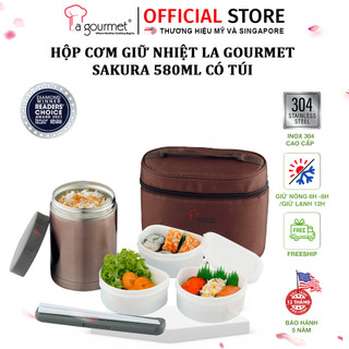 Hộp cơm giữ nhiệt La gourmet Sakura 580ml có túi (bảo hành 5 năm) - 302618