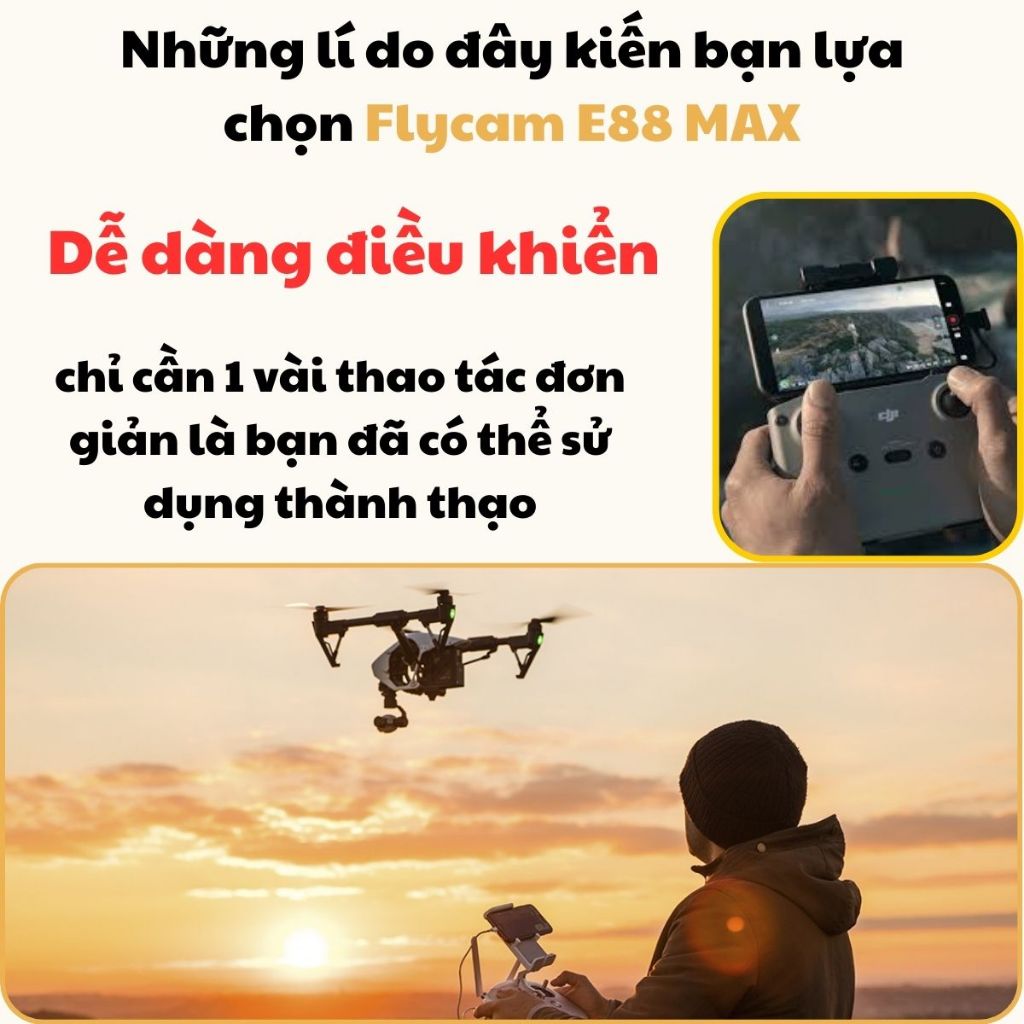 Flycam mini,Máy bay điều khiển từ xa E88 Max động cơ chổi than Pin 3.7v 1800mAh,Drone Playcam Camera HD Ztechflycam | BigBuy360 - bigbuy360.vn