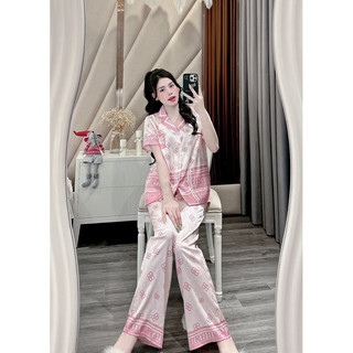 Bộ pijama chất lụa xước bb cộc dài - cộc đùi mặc nhà siêu mát mã dd33
