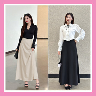 Chân váy dài dáng suông chữ A midi có túi dài qua gối tới mắt cá chân phong cách ulzzang vintage hàn quốc đơn giản CV86