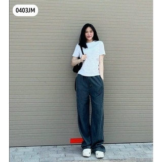 Quần jean xuông nữ xám khói hot hit 0403jm