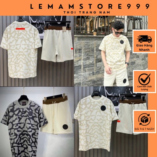 Bộ Paris Cộc Tay Họa Tiết Vằn Full Áo Siêu Đẹp , Bộ Nam Paris Cộc Tay Chất Liệu Cotton Thoáng Cao Cấ