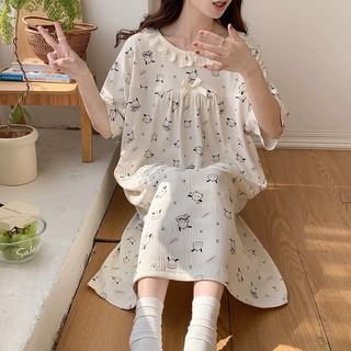Đầm ngủ cao cấp phối ren tiểu thư, váy thun lụa mịn mát, Đầm bầu Bigsize bon chen thoải mái ,fom to