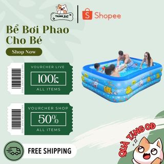 Bể bơi phao cho bé 3 tầng loại 3m, 2m6, 2m1 và 1m8,1m5 ... bể bơi 3 tầng, đáy 2 lớp, chống trượt, an toàn