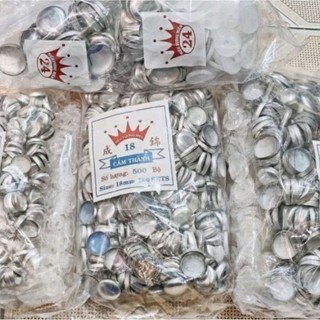 Bịch 500 nút phôi nút bọc vải chân nhựa chân nhôm đủ size - xương cúc bọc vải size 10 12 14 16 18 20 22 24 26 28