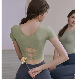 Áo Thun Thể Thao C-822 Tay Ngắn Có Mút Lót Áo Tập Gym Yoga Thun Lạnh Dây Chéo Lưng Cao Cấp Có Lớp Lót Lưới Thoát Mát