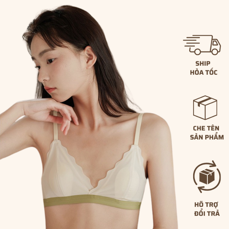Áo Lót Nữ Không Gọng Đệm Tai Thỏ Mỏng Nhẹ Thoáng Mát Phù Hợp Vòng 1 Khiêm Tốn Màu Xanh Bơ Và Trắng