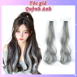 Kẹp highlight tóc giả xoăn nhiều màu dài 60cm, tóc giả hight light xoăn phong cách Hàn Quốc TGNHL02