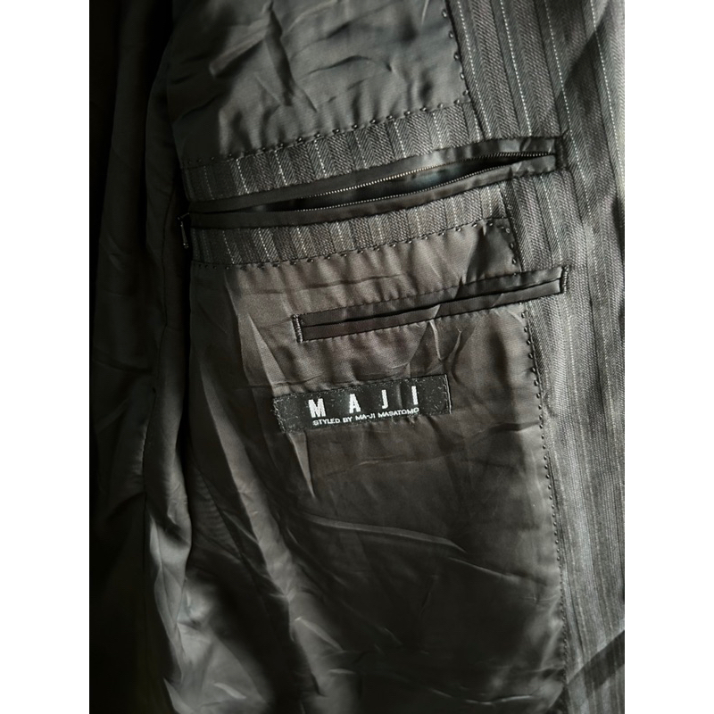 ♥️Áo Vest Blazer Nam size nhỏ Đen Xám sọc dọc 1m70 2hands (Hàng Si Nhật Bản)