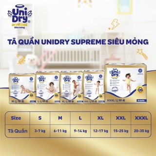 Tã quần Unidry M76+8/L68+8/XL60+8/XXL54+8 (mẫu G3 Supreme)