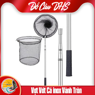 Vợt Cá Inox Gấp Gọn Vành Tròn Lưới Mắt lưới nhỏ 1m5 đến 3m - Dihoso Fishing