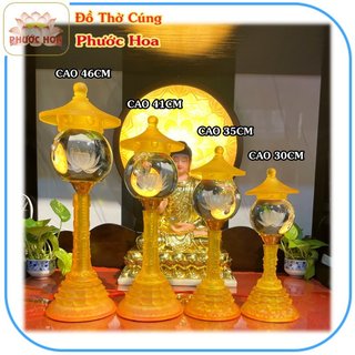 Đèn thờ phú quý pha lê lưu ly cao cấp có led 7 màu, đồ thờ cúng, trang trí bàn phật