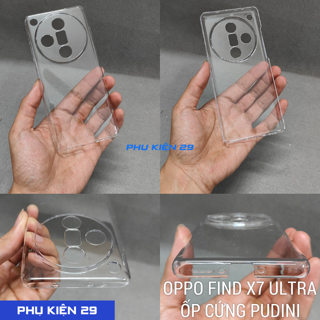 [Oppo Find X7/ X7 Ultra] Ốp lưng cứng trong suốt không ố màu PUDINI