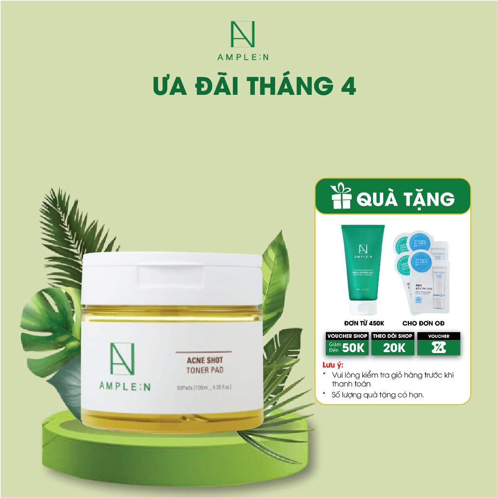 Bông Toner Cho Da Mụn AMPLE:N Acne Shot Toner Pad 60 Miếng