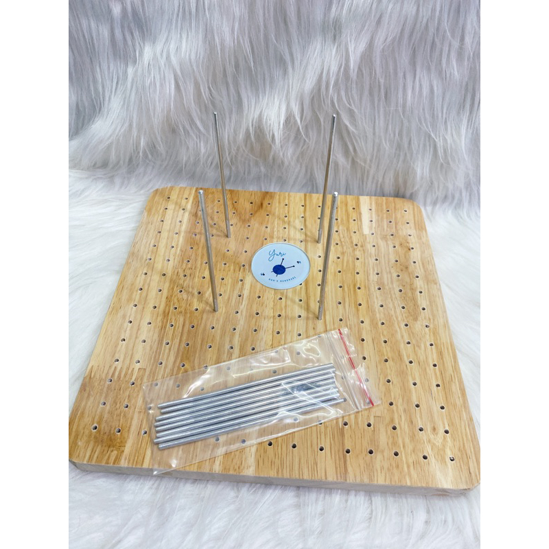 Bảng Căng Len Thủ Công 25cm, Chất Liệu Gỗ Tự Nhiên, Kèm 12 Que Inox