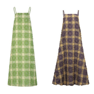 4 màu - Đầm suông hai dây NEENEE TUA RUA DRESS hoạ tiết caro