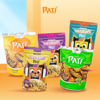 Snack Da Cá PATI Cao Cấp Chiên Giòn Vị Ớt Xanh/ Trứng Muối (Gói 50g)