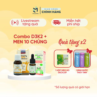 Combo Cho Bé Ăn Ngoan Cao Lớn - Vitamin D3 K2 MK7 MSmarty và Men 10 Chủng Nhập Khẩu Từ Ý Msmarty
