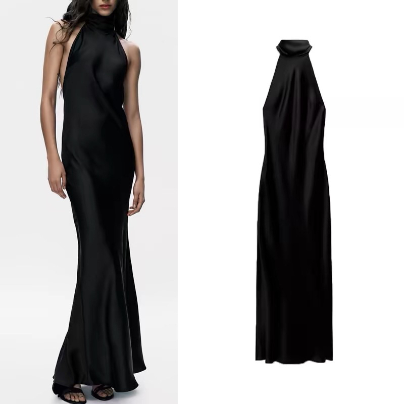 ĐẦM LỤA CỔ YẾM ZARA XUẤT