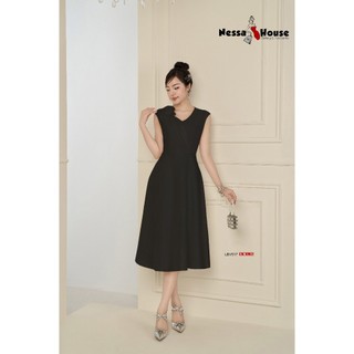 Váy Tafta Cổ Tim Vai Hoa NESSA - BV517