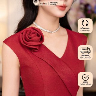 Váy Tafta Cổ Tim Vai Hoa NESSA - BV517