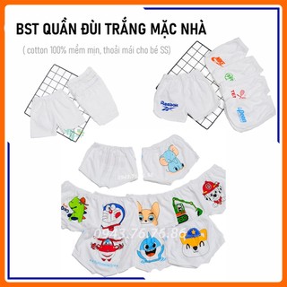 Quần đùi trắng cotton hình mông thú, hình in hoạt hình dễ thương cho bé từ 4-30kg