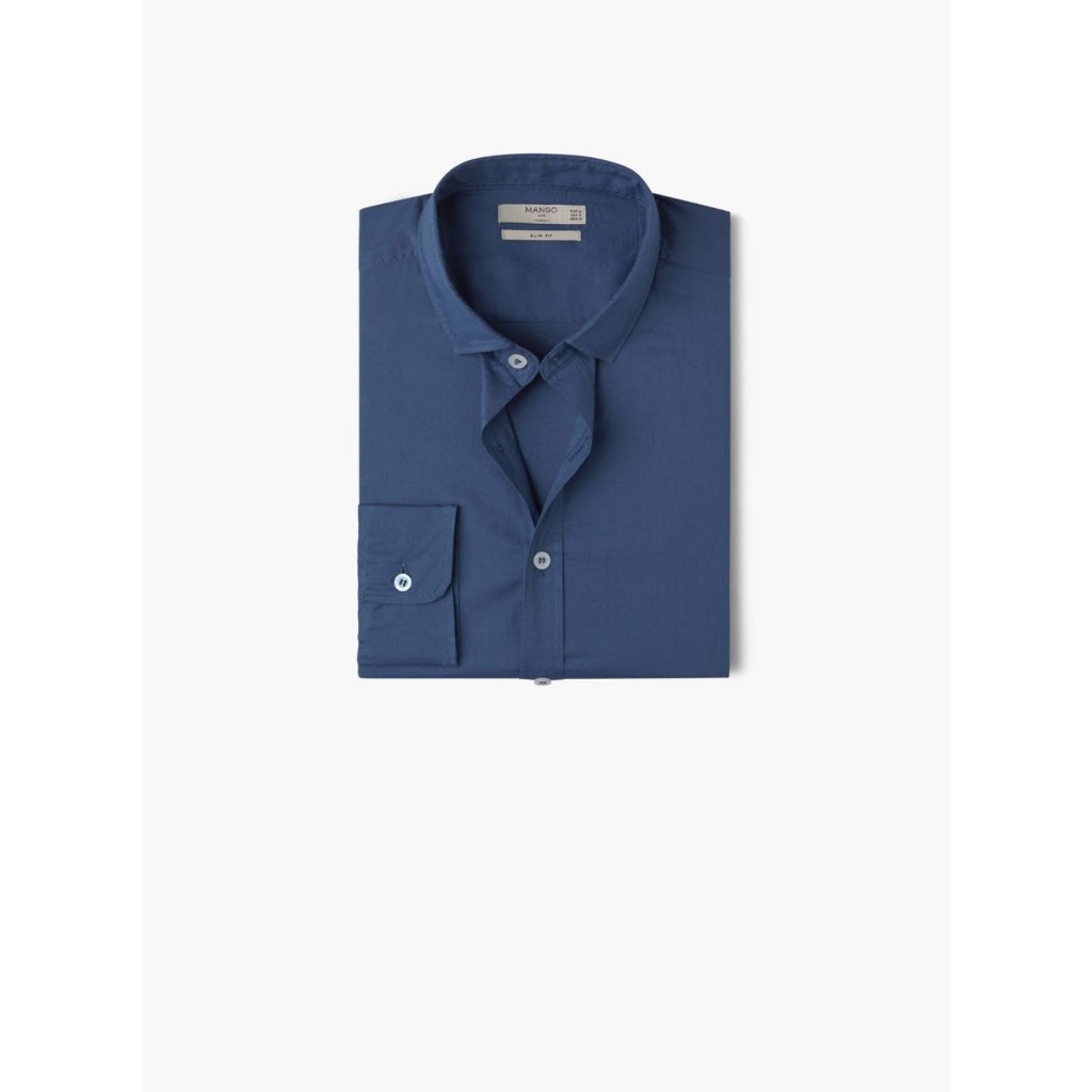 Áo Sơ Mi Tay Dài Nam Mango Man Casual Màu Xanh