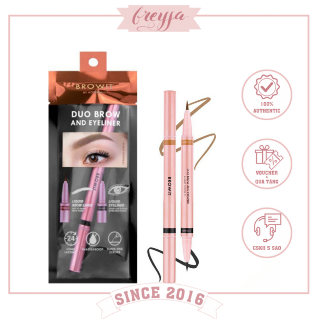 Chì kẻ mày và kẻ mắt màu hồng Browit by NONGCHAT Browit DUO BROW AND EYELINER  - Freyja.store