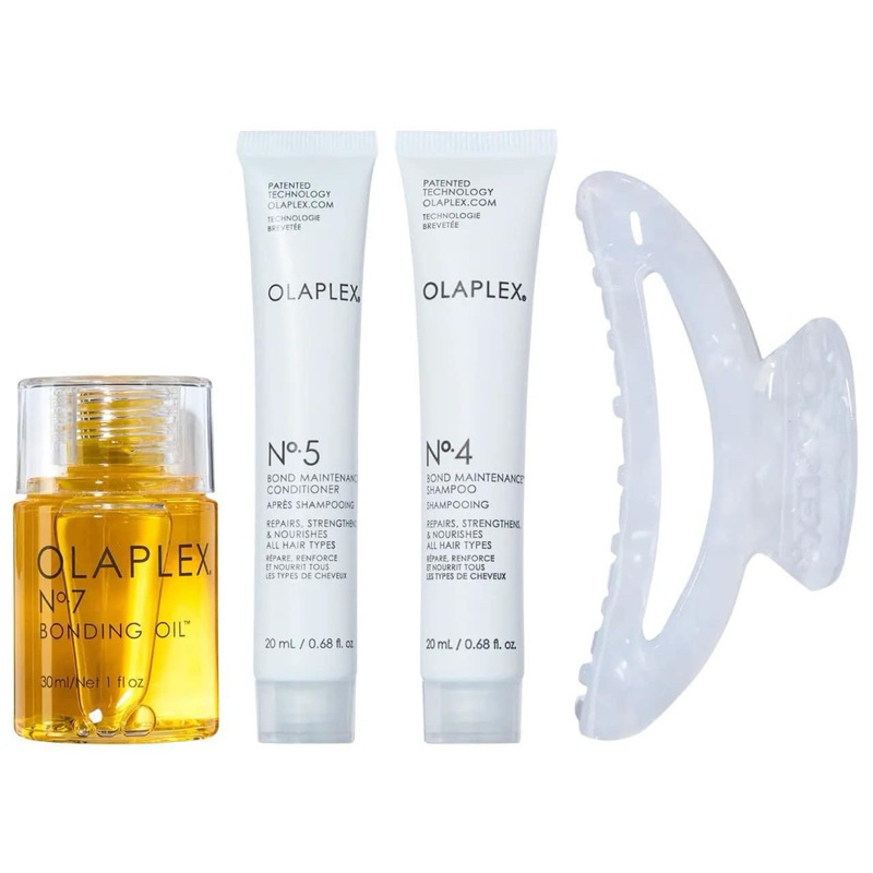 Set Dưỡng Tóc Olaplex Mini 4 món ( Dầu gội 20ml,  Dầu xả 20ml, Dưỡng tóc 30ml, Kẹp tóc)