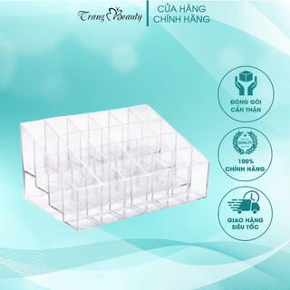 Khay đựng son 24 ô- nhựa mica đựng son, mỹ phẩm cọ trang điểm để bàn siêu bền trong suốt
