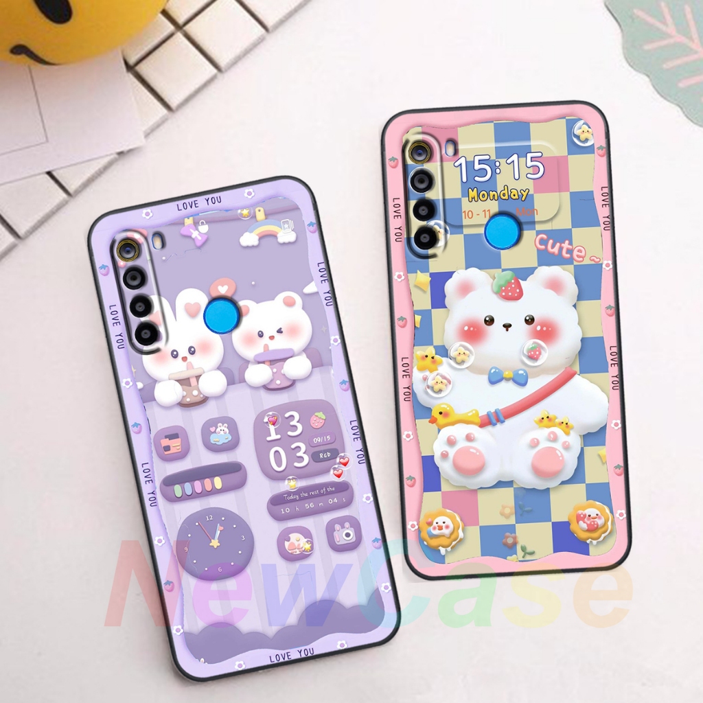 Ốp lưng Xiaomi Redmi Note 8 / Note 8 Pro in hình gấu cute,bò sữa 3D cute dễ thương bảo vệ điện thoại.
