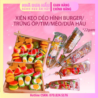 [Combo 5cây] Xiên kẹo dẻo que hình burger/ trứng ốp/ tim/ mèo/ dưa hấu