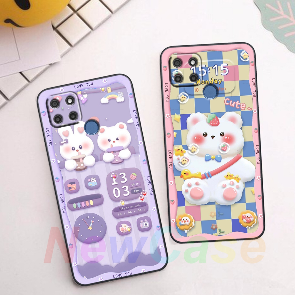 Ốp lưng Realme C12 / C25 / C15 in hình gấu cute,bò sữa 3D cute dễ thương bảo vệ điện thoại.