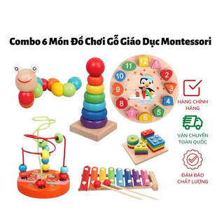 Đồ chơi gỗ Combo 6 Món An Toàn Cho Bé - Phát Triển Trí Tuệ