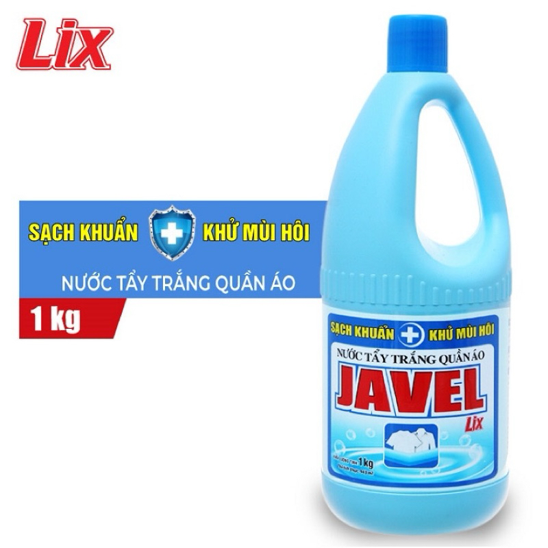 Nước Tẩy Quần Áo Javel Lix 1Kg nước giặt tẩy sạch khuẩn khử mùi hôi mọi vết bẩn cứng đầu