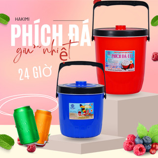 Phích đá tròn giữ nhiệt 24 giờ - Phích đá trong có quai sách Việt Nhật