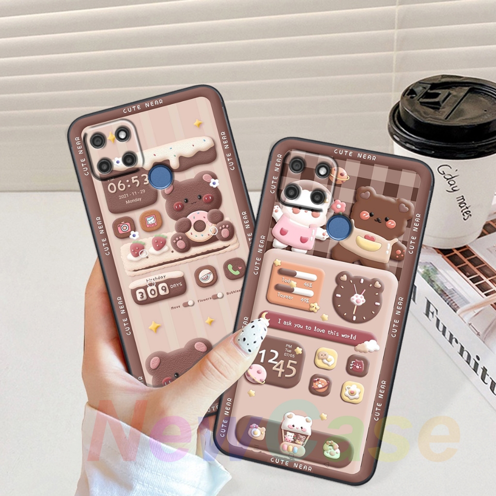 Ốp lưng Realme C12 / C25 / C15 in hình gấu cute,bò sữa 3D cute dễ thương bảo vệ điện thoại.