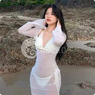 Đầm lưới xuyên thấu tay loe - mặc kèm bikini - CC BIKINISHOP