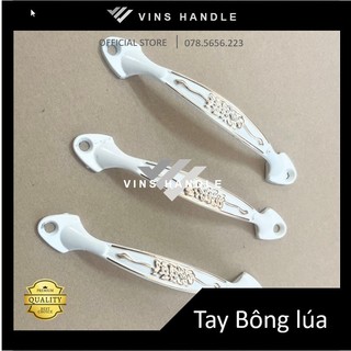 Tay nắm tủ hoạ tiết bông lúa nhẹ Tay bông lúa rive trắng sữa