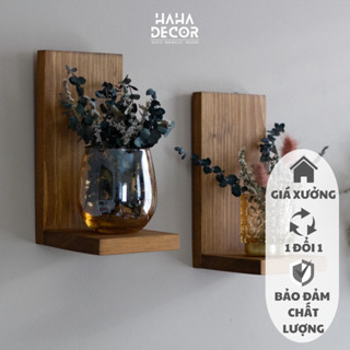 Bộ 2 kệ gỗ gắn tường trang trí kệ gỗ thông nguyên khối được sơn phủ chống ẩm mốc mối mọt KGTT21-M2