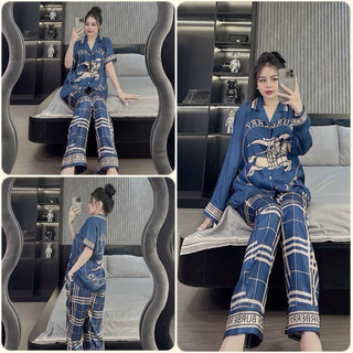 Đồ bộ Pyjama nữ in 5D B.b.r ngựa xanh lụa xước Sam cao cấp