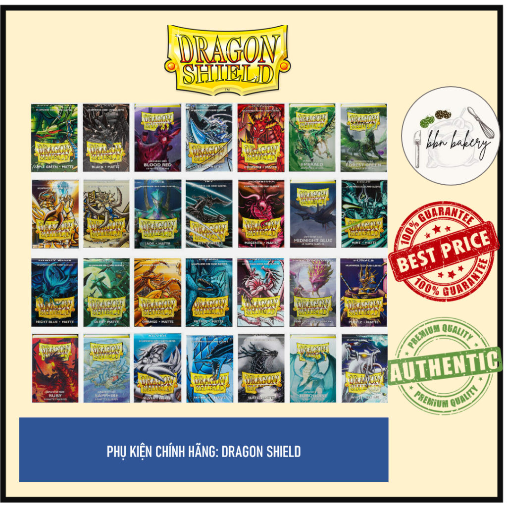 Bọc Bài Dragon Shield Chính Hãng Japanese Size - 60 Cái - Matte Sleeve - Phù hợp Yugioh, Vanguard
