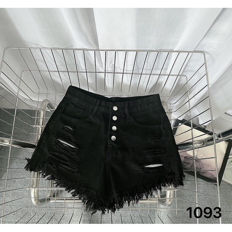 [HOT 2026] Quần Sooc Jean Nữ Bigsize 40-90kg, Quần Đùi Bò lưng cao rách 4 nút ống tua rua HÁCH DÁNG MS1093 | BigBuy360 - bigbuy360.vn