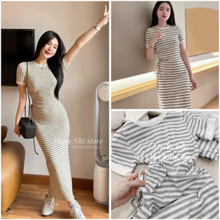 Váy kẻ dút eo phối