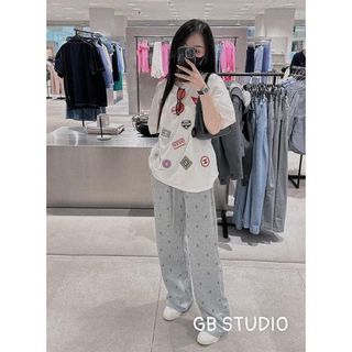 Quần suông họa tiết X nhỏ cạp chun